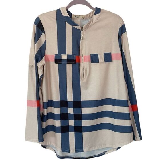 Long Sleeve Tunic Top Sleeves Roll Up Option XL - Picture 1 of 6